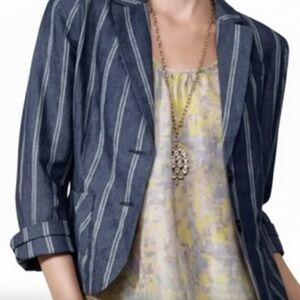 CAbi Nautical Classic Fit Striped Linen Blazer